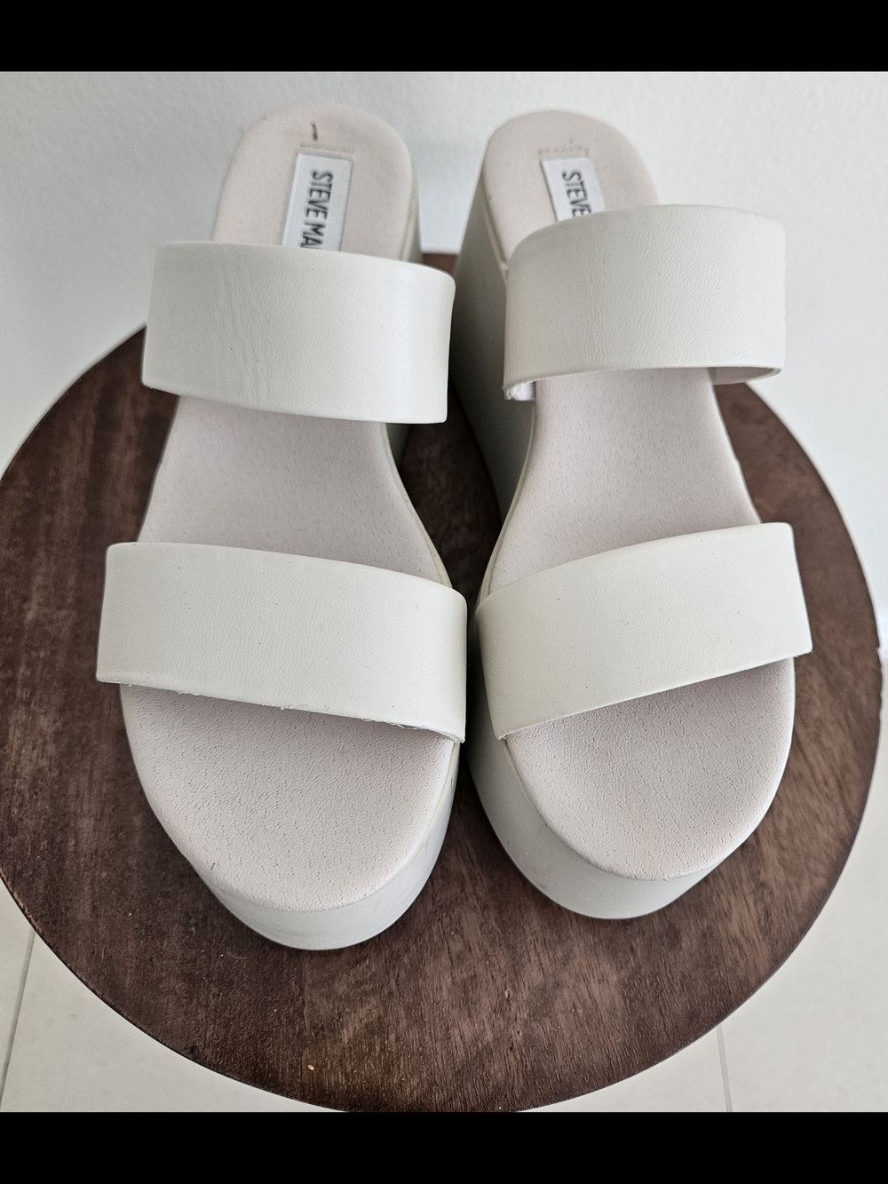 Steve Madden Light Gray Double-Band Platform Sandals